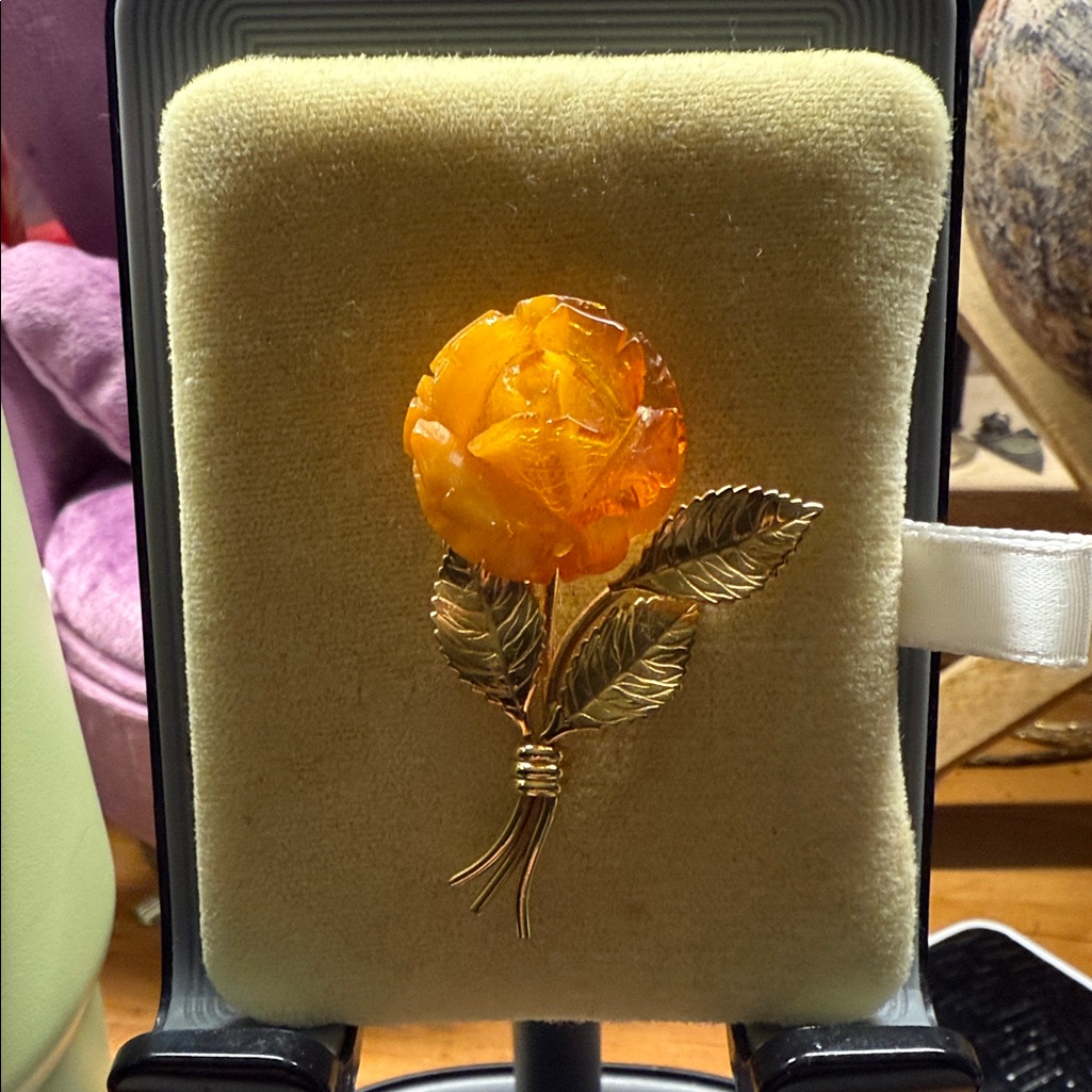 Vintage Orange Rose Brooch